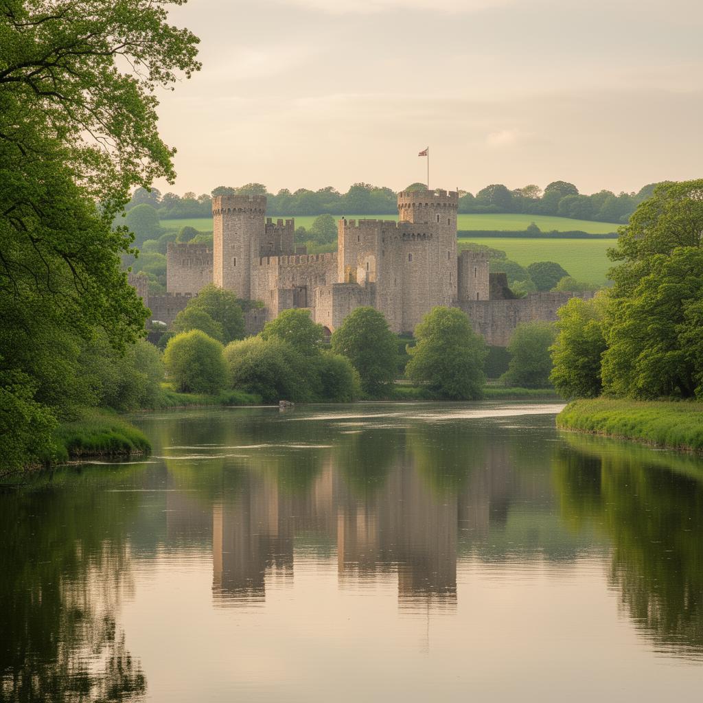 Warwick Castle reflected in the River Avon — plumbing services across Warwickshire
