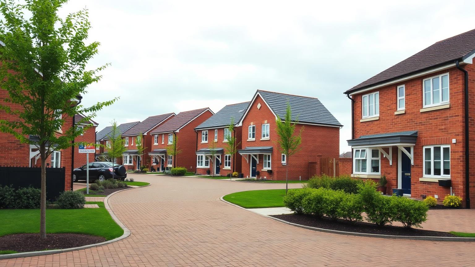 Modern brick family homes on a new-build estate in Binley, Coventry CV3